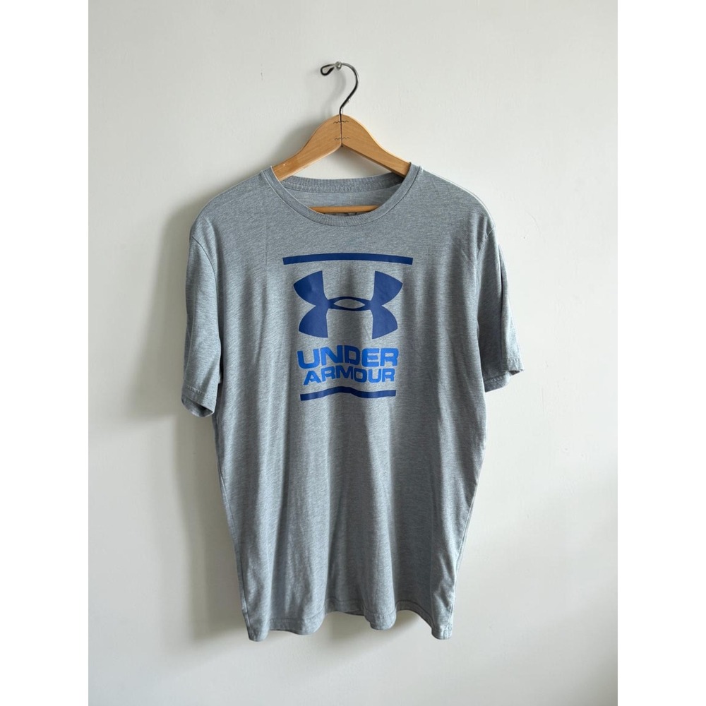 Under Armour Mens HeatGear Loose Fit Graphic T-Shirt Grey Blue Large